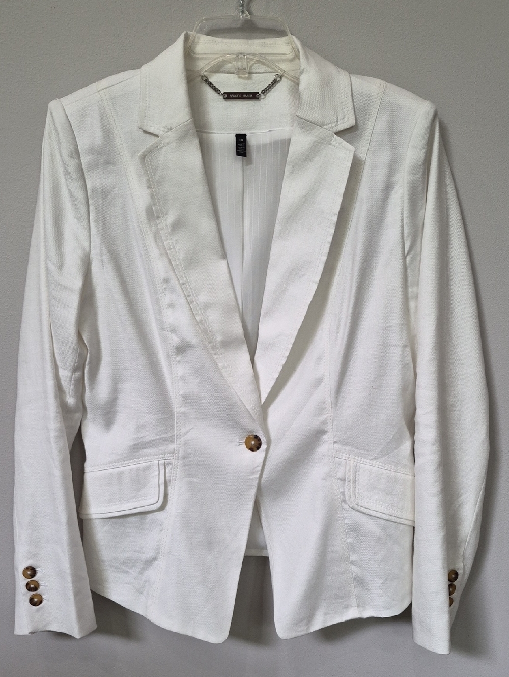 White House Black Market Tailored Linen Blazer Womens 10 Career Office Nautical